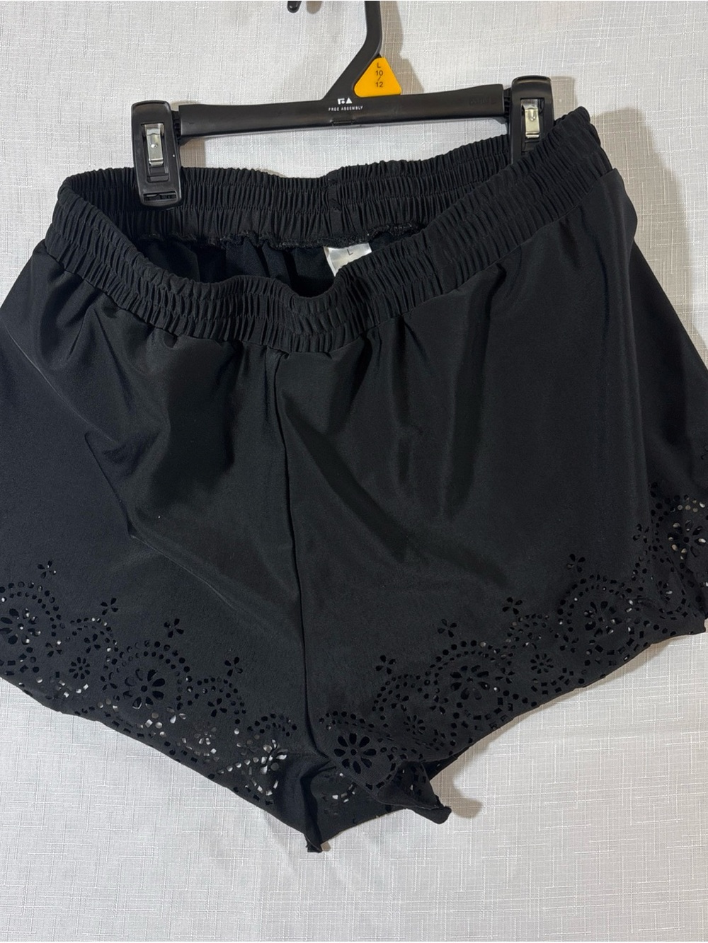 Women's Black Athletic Shorts with Laser-Cut Hem